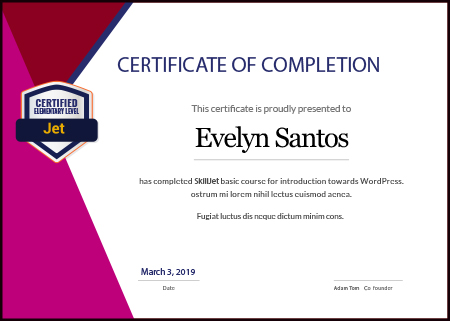 About Me certificate 02