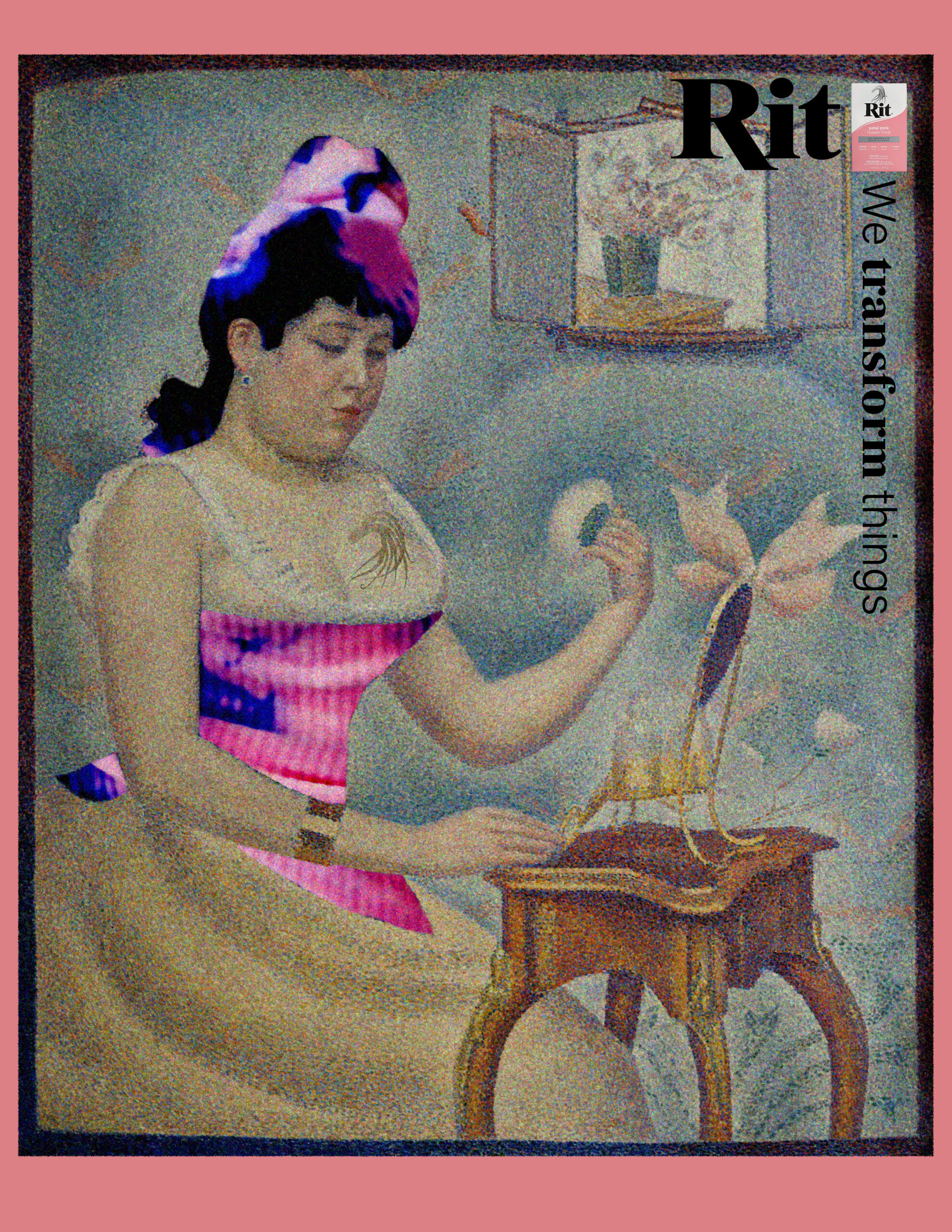 Rit ad 5 with Georges Seurat artwork with tie dye