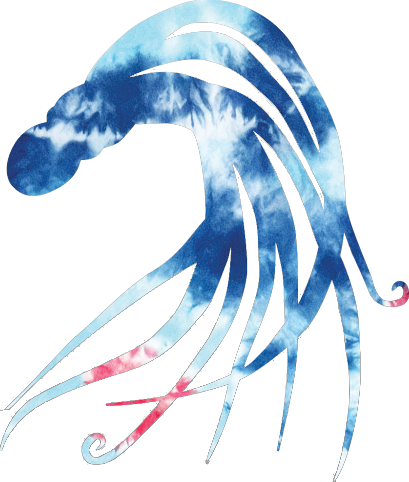 Rit octopus with blue and red tie dye